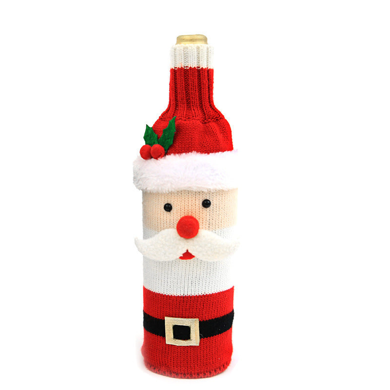 Wholesale Creative Christmas Decoration Knitted Woolen Wine Bottle Set